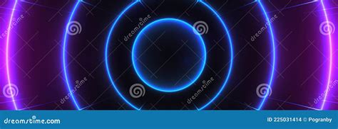 Synthwave Neon Background Blue Circle S Style Stock Vector