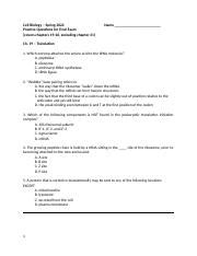 Practice Questions For Final Exam Biol Spring Docx