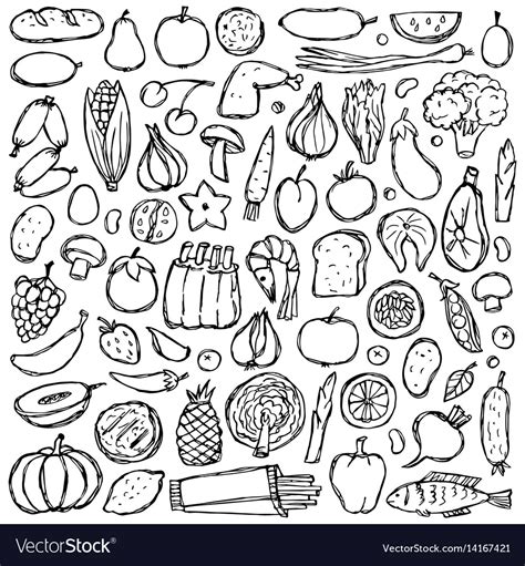 Doodle Food Set Royalty Free Vector Image Vectorstock