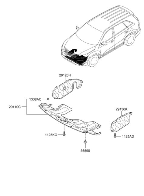 291302P100 Genuine Kia Panel Under Cover LH