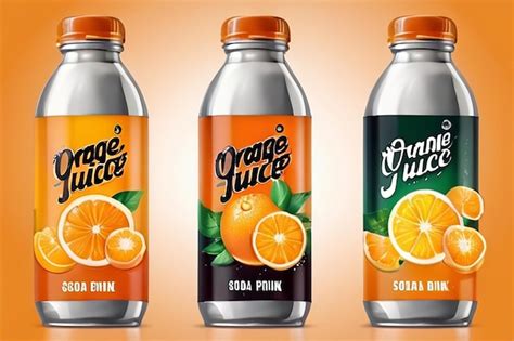 Premium Photo Orange Juice Label Design Soft Drink Bottle Label