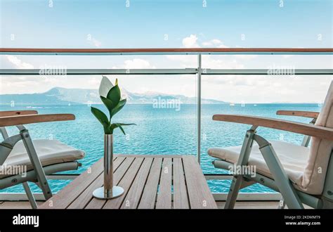 Luxury outdoor furniture on cruise ship balcony Stock Photo - Alamy