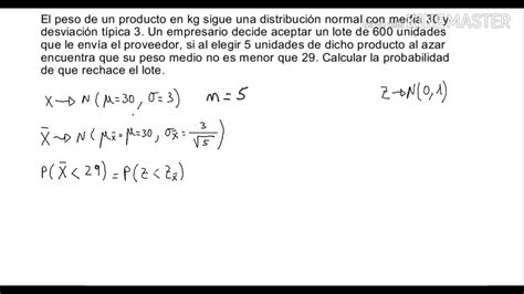 Ejercicio Distribución Muestral De La Media Jailene Youtube