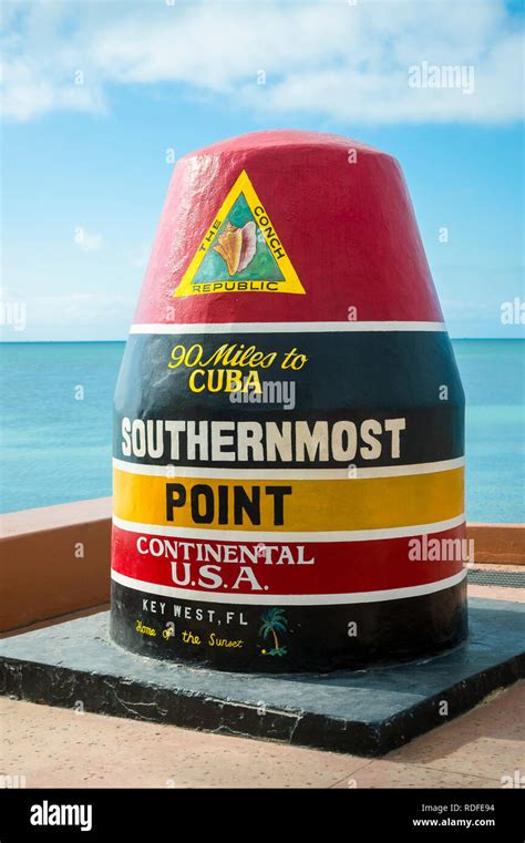 The Key West Florida Buoy Sign Marking The Southernmost Point Stock