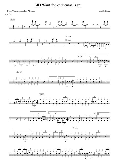 All I Want For Christmas Is You Arr Drum Transcription Leo Alvarado