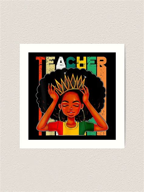 Black Woman Teacher Afro Retro Matching Black History Month Art Print