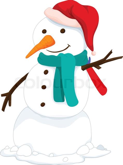 Snowman With Hat And Scarf Stock Vector Colourbox