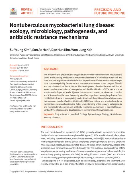 Nontuberculous Mycobacterial Lung Disease Ecology Microbiology