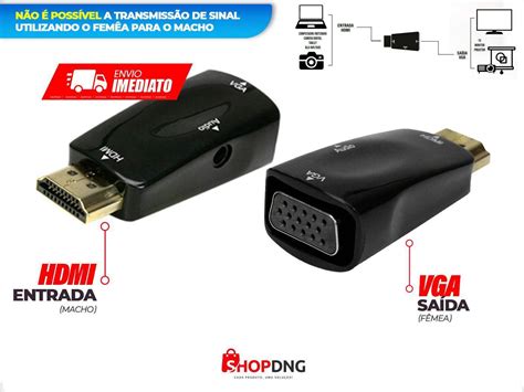 Cabo Adaptador Conversor Hdmi Para Vga Saida P De Audio