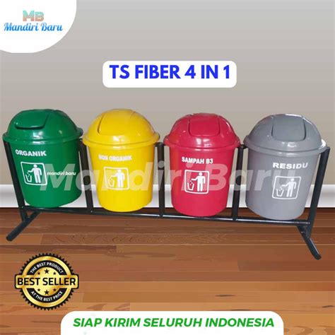 Jual TONG SAMPAH FIBER GANDENG 4 BULAT TEMPAT SAMPA FIBERGLASS 4IN1