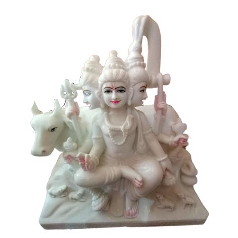 Painted Hindu White Marble Dattatreya Statue For Home Size Inch