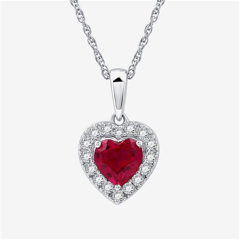 Yes Please Womens Lab Created Red Ruby Sterling Silver Heart Pendant