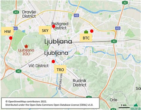 Measurement Locations On The Map Of Ljubljana Hw Shows The Location Of