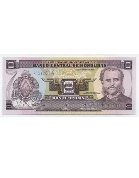 Honduras 2 Lempiras Year 2000 Uncirculated Banknote Single Etsy