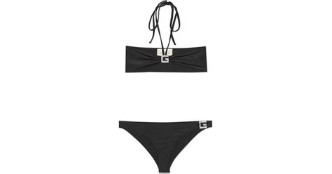 Gucci Bikini With Crystal Square G Details In Black Lyst