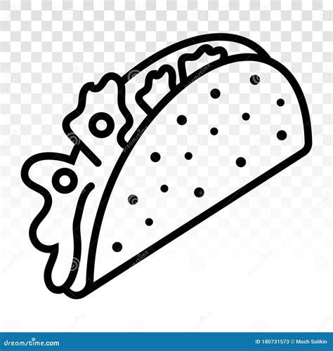 Taco Mexican Food Lunch Line Art Vector Icon For Apps And Websites On