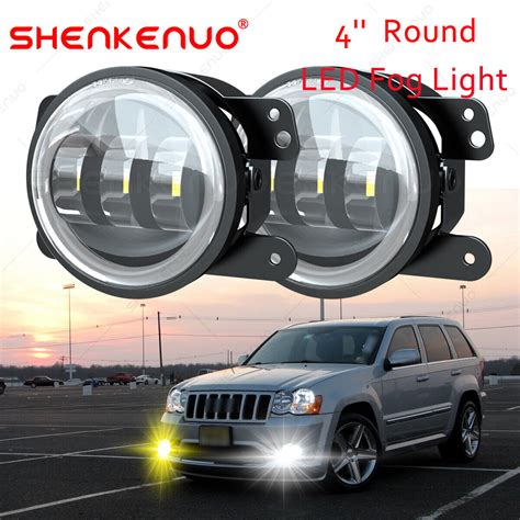 2X Front 4 Inch Round Bumper LED Fog Light Bulbs For Jeep Wrangler JK