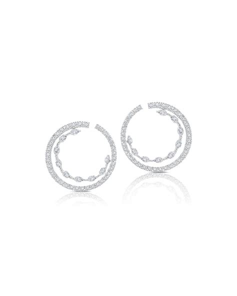 Graziela Gems 18k White Gold Diamond Front Facing Hoop Earrings Neiman Marcus