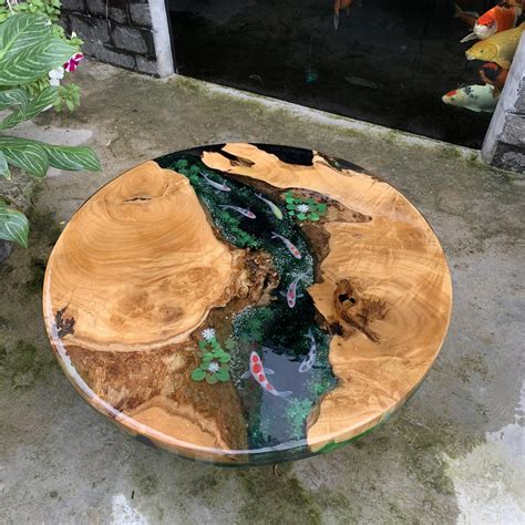 Mesa de resina epoxi mesa de río azul con madera de burl de Etsy