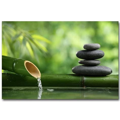 2466a Zen Buddhism Bamboo Nature Wall Sticker Silk Poster Light Canvas