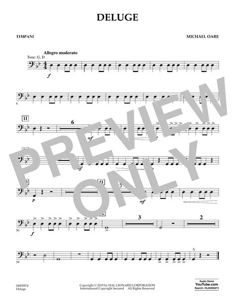 Deluge Timpani Sheet Music Michael Oare Concert Band