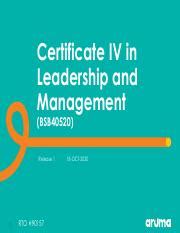 BSB40520 Certificate IV In Leadership And Management Pdf Certificate