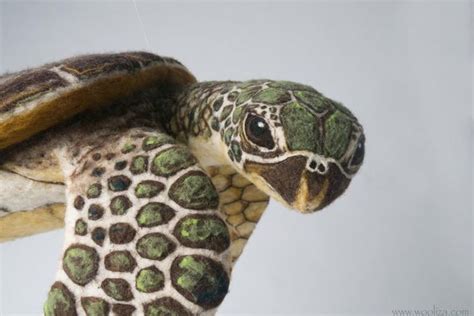 HONU Green Sea Turtle Sculpture Made Of Needle Felted Wool