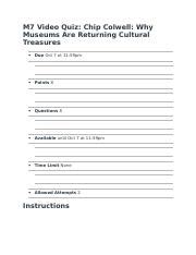 M7 Video Quiz Chip Colwell Why Museums Are Returning Cultural Treasures