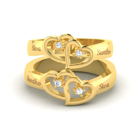 Double Heart Couple Rings