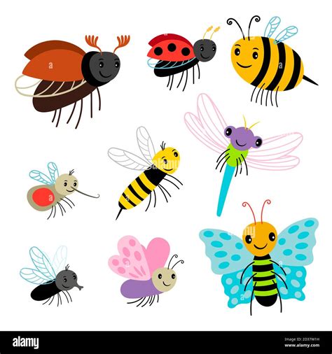 Colecci N De Insectos Voladores Vector Dibujos Animados Abeja