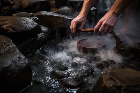 Premium Photo Steamy Sauna Session Pouring Water On The Hot Stones