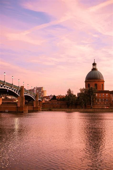 Sunset On A Bridge Of Toulouse Over The Garonne River France Editorial