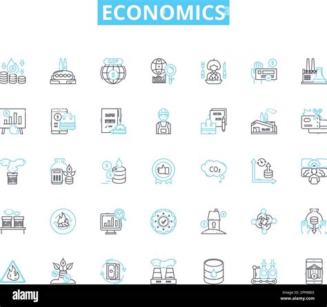 Economics Linear Icons Set Inflation Recession Supply Demand