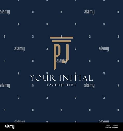 Pj Initial Monogram Logo For Law Office Lawyer Advocate With Pillar