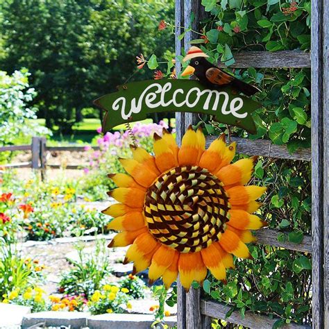 Metal Sunflower Welcome Sign Yk Decor