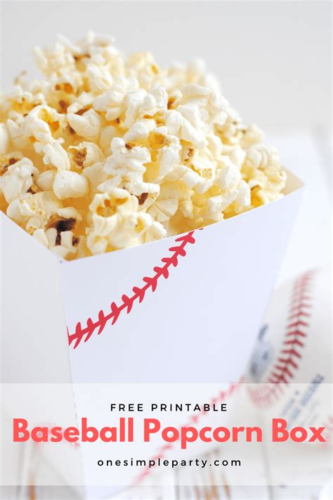 Free Printable Baseball Popcorn Box - ONE SIMPLE PARTY