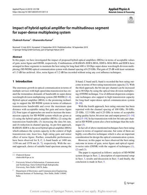 Impact Of Hybrid Optical Amplifier For Multitudinous Segment For Super