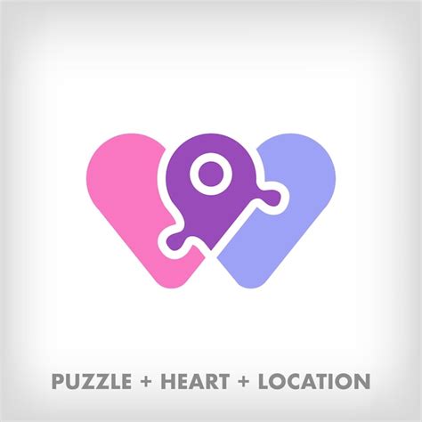 Premium Vector Creative Puzzle Pieces Heart And Location Logo Unique Color Transitions