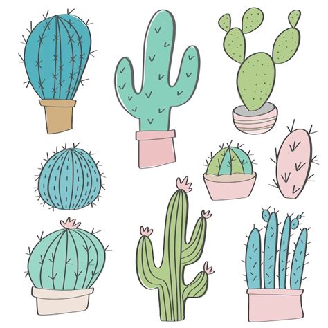 Premium Vector Hand Drawn Vector Cactus Set Doodles