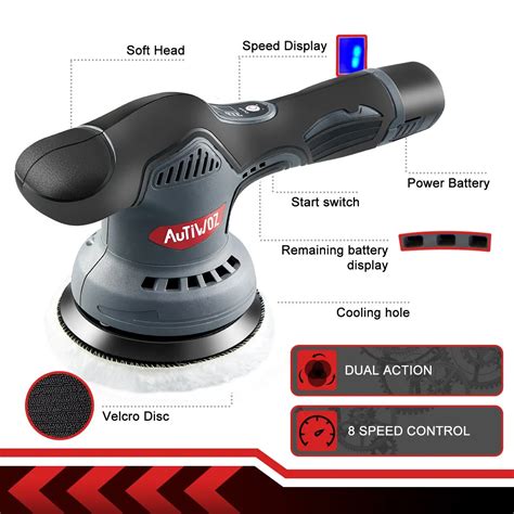 Cordless Car Polishing Machine Wireless Car Polisher 5800rpm Brushless Dual Action Car Polish ...