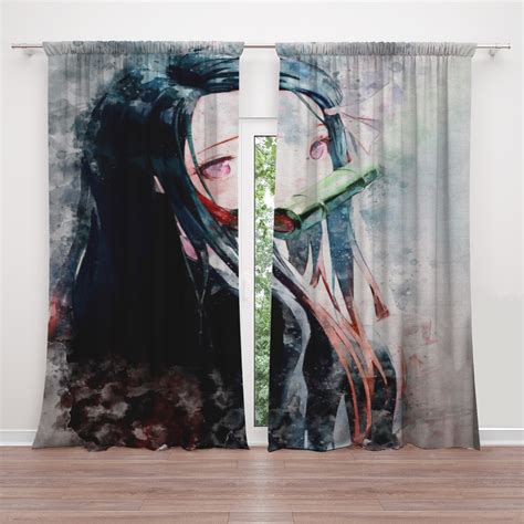 Nezuko Demon Slayer Blackout Curtains For Bedroom 2 Panels Crush Curtain