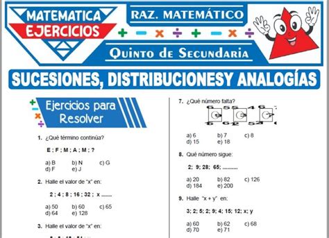 Ejercicios De Sucesiones Distribuciones Y Analog As Para Quinto De