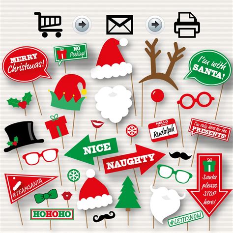 Christmas Photo Booth Printable Props Christmas Party Photo Booth Props Santa Hat And Beard