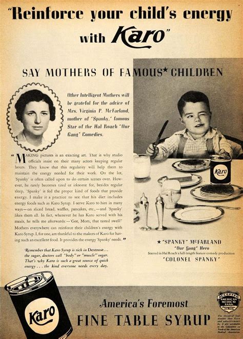 1936 Vintage Ad Karo Syrup Spanky Mcfarland Mother Can Original Pts1 Vintage Ads Vintage