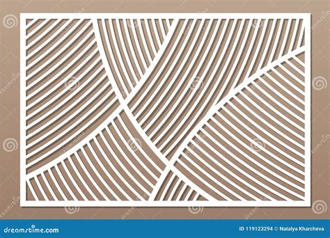 Decorative Card For Cutting Geometric Linear Pattern Laser Cut Panel Ratio 2 3 Stock Vector