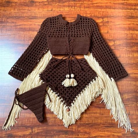 Crochet Bikini Set Brown Bikini Color Sea Shells Etsy