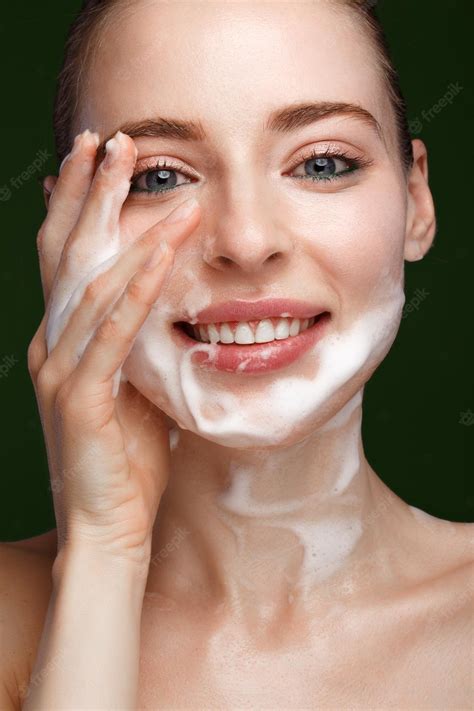 Premium Photo Girl With Facial Wash