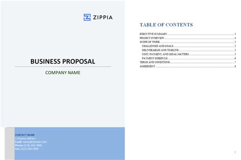 Business Proposal Template Word Zippia