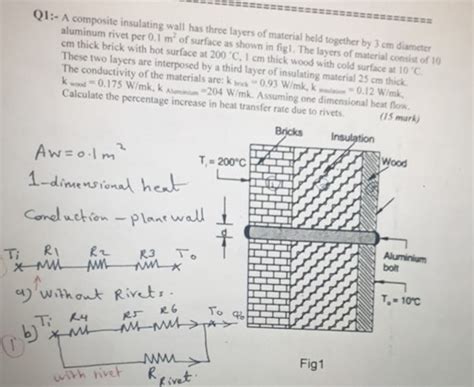 Solved Q A Composite Insulating Wall Has Three Layers Of Chegg