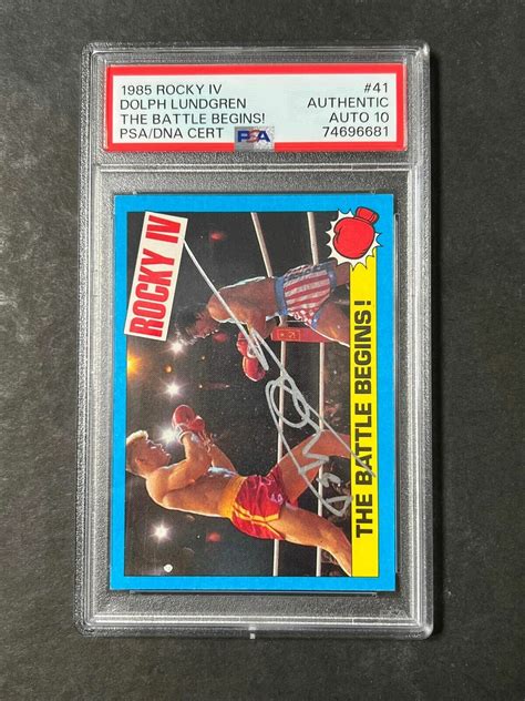 1985 Topps Rocky IV 41 Signed Card Dolph Lundgren PSA Auto 10 Ivan